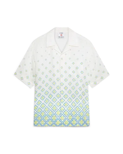 Casablanca Paris Degrade Monogram Short Sleeve Linen Shirt In Multi