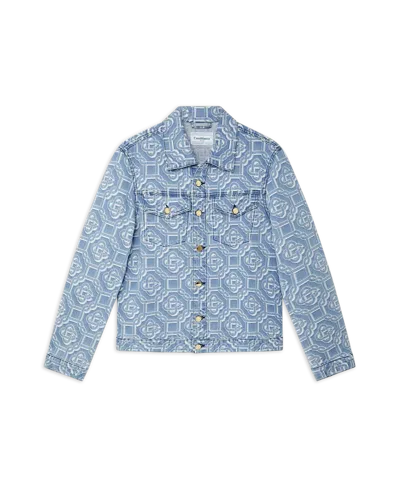 Casablanca Paris Denim Bleached Monogram Jacket In Blue
