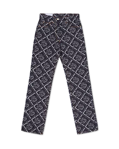 Casablanca Paris Denim Monogram Classic Straight Leg Jean In Black