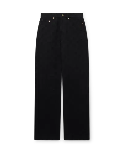 Casablanca Paris Denim Monogram Straight Leg Jeans In Black