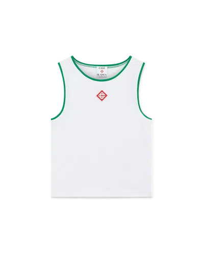 Casablanca Paris Diamond Logo Baby Tank Top In White