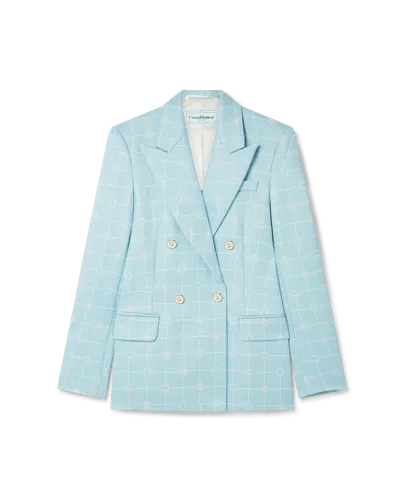 Casablanca Paris Double Breasted Jacquard Jacket In Blue
