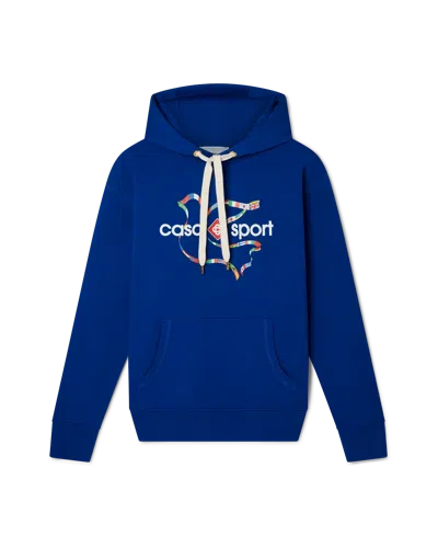 Casablanca Paris Drapeau De Collombes Hooded Sweatshirt In Blue