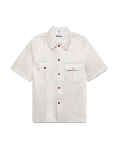 Casablanca Paris Duchesse Satin Short-sleeve Shirt In Red In White