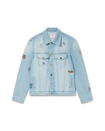 Casablanca Paris Embroidered Motif Denim Jacket In Multi
