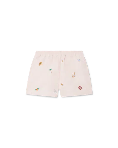 Casablanca Paris Embroidered Motif Swim Shorts In Pink