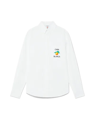 Casablanca Paris Embroidered Orange Oxford Shirt In Black