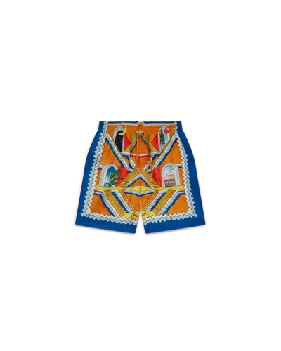 Casablanca Paris Escalier Infini Silk Shorts In Blue In Multi