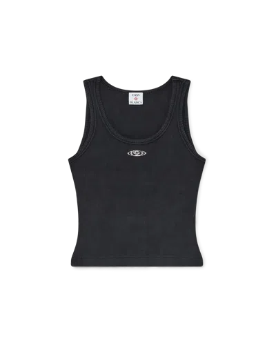 Casablanca Paris Faded Black Ribbed Tank Top