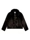Casablanca Faux Fur Zipper Casual Jacket In Black