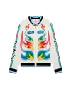 Casablanca Paris Flame Laurel Cotton Knit Casa Club Jacket In Green In Multi