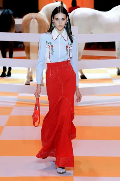 Casablanca Paris Flared Maxi Skirt In Red