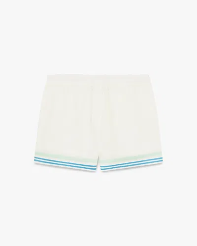 Casablanca Paris Floral Cc Smile Monogram Jaquard Silk Shorts In Blue