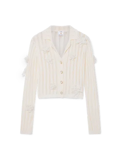 Casablanca Paris Flower Lace Knit Shirt In White