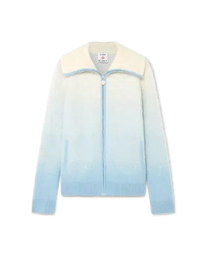 Casablanca Paris Fluffy Gradient Mohair Zip Jacket In Blue