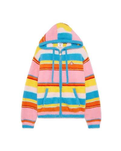 Casablanca Paris Fluffy Stripe Oversized Hooded Sweatshirt In Blue In Multi