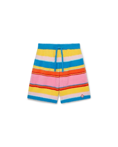 Casablanca Paris Fluffy Stripe Oversized Shorts In Blue In Multi