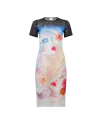 Casablanca Paris Galactic Connection Mesh Short Sleeve Dress In Multi