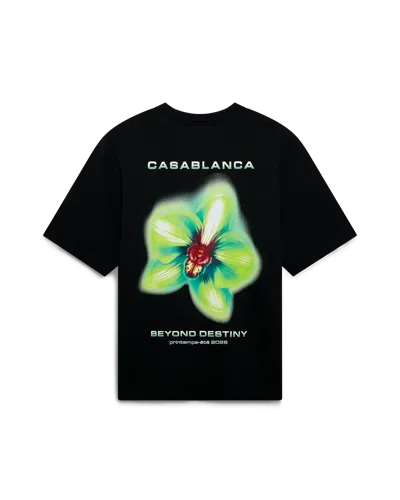 Casablanca Paris Glitch Orchid Oversized Short Sleeve T-shirt In Black