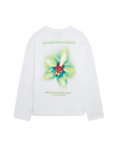 Casablanca Paris Glitch Orchid Short Sleeve T-shirt In White