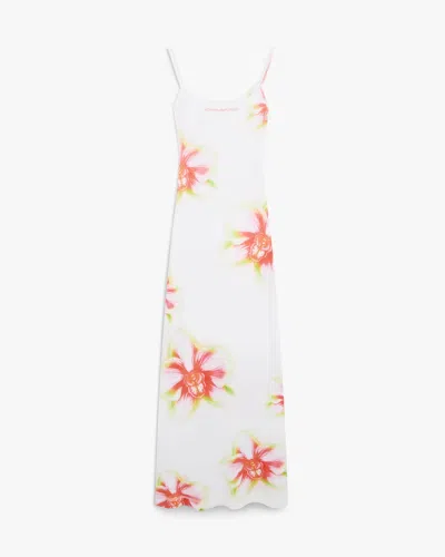Casablanca Paris Glitch Orchid Soft Ribbed Maxi Dress In White
