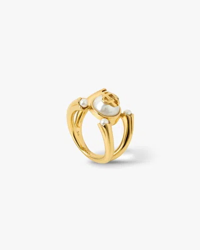 Casablanca Paris Gold & White Lotus Pearl Ring