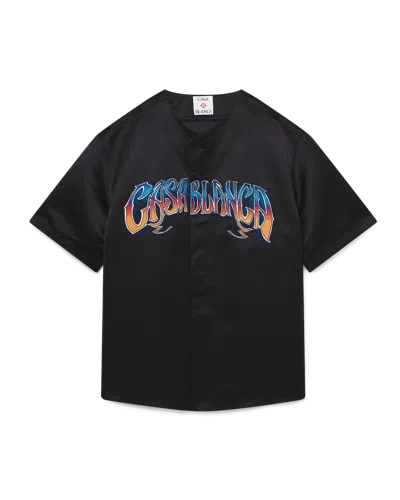 Casablanca Paris Gothic Baseball Short-sleeve Shirt In Black