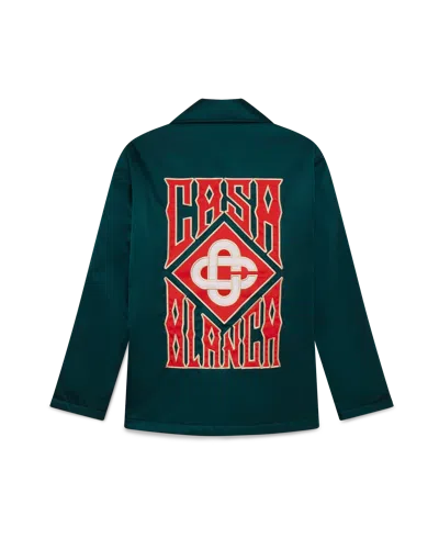 Casablanca Paris Gothic Logo Stadium Jacket In Green