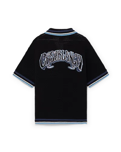 Casablanca Paris Gothic Short-sleeve Crochet Shirt In Black