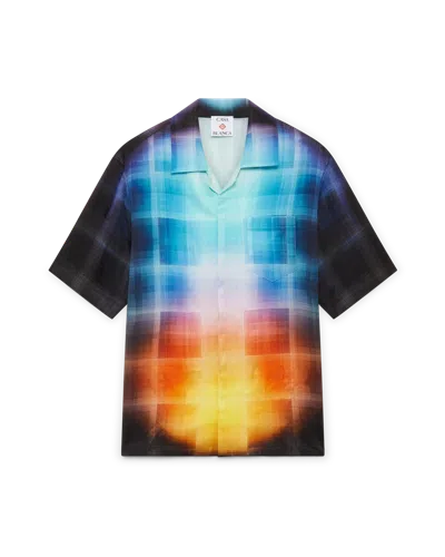 Casablanca Paris Gradient Check Viscose Blend Short-sleeve Shirt In Multi