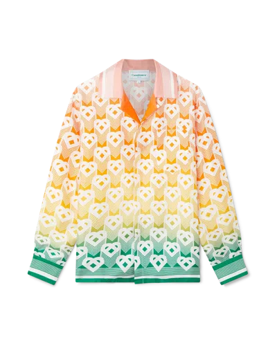 Casablanca Paris Gradient Heart Monogram Long-sleeve Silk Shirt In Multi