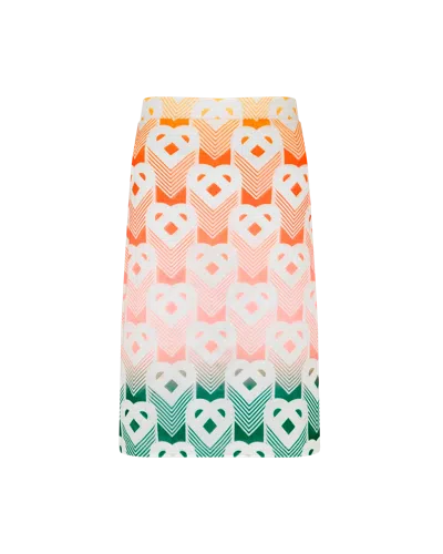 Casablanca Paris Gradient Heart Monogram Mesh Skirt In Multi