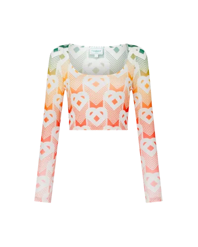Casablanca Paris Gradient Heart Monogram Mesh Top In Multi