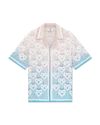 Casablanca Paris Gradient Heart Monogram Silk Short-sleeve Shirt In Blue In Pink