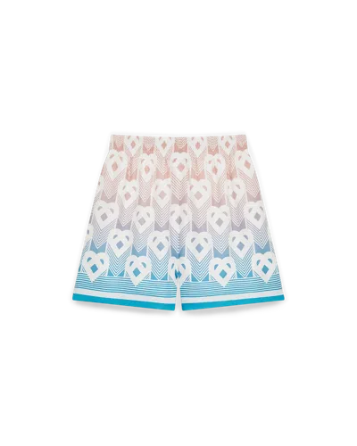 Casablanca Paris Gradient Heart Monogram Silk Shorts In Blue In Multi