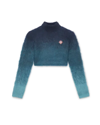Casablanca Paris Gradient Mohair High Neck Jumper In Blue