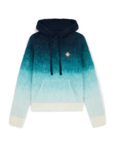 Casablanca Paris Gradient Mohair Hooded Sweatshirt In Blue