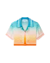 Casablanca Paris Gradient Monogram Cropped Short-sleeve Silk Shirt In Multi