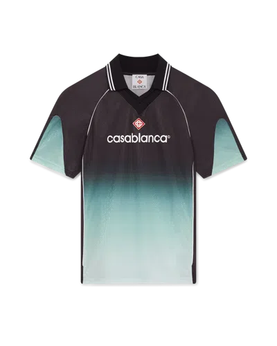 Casablanca Paris Gradient Monogram Jacquard Short-sleeve Football Shirt In Black
