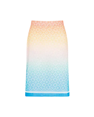 Casablanca Paris Gradient Monogram Mesh Skirt In Multi