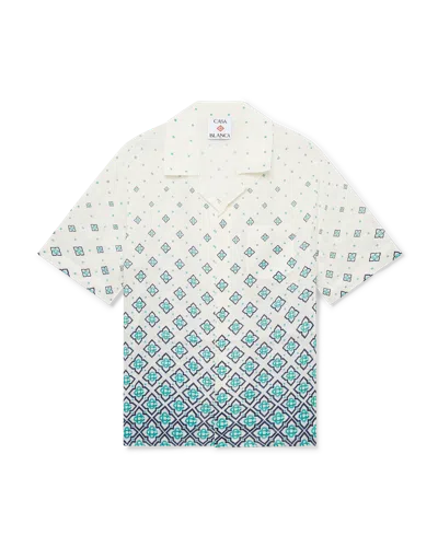 Casablanca Paris Gradient Monogram Short-sleeve Linen Shirt In Blue