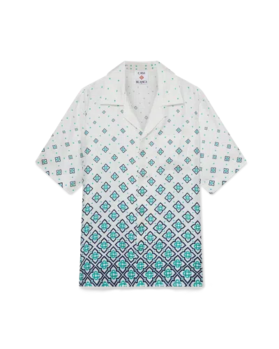 Casablanca Paris Gradient Monogram Short-sleeve Silk Shirt In White