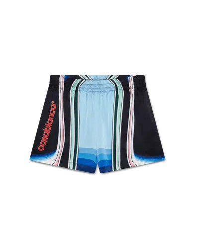 Casablanca Paris Gradient Mountain Silk Shorts In Multi