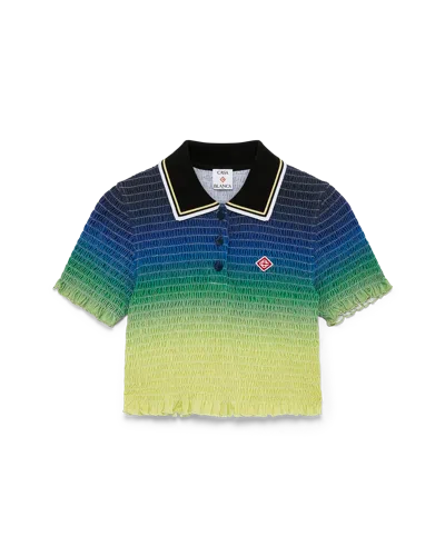 Casablanca Paris Gradient Short Sleeve Polo Shirt In Multi