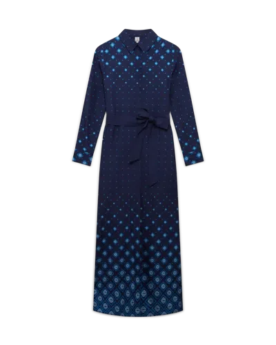 Casablanca Paris Gradient Silk Shirt Dress In Blue