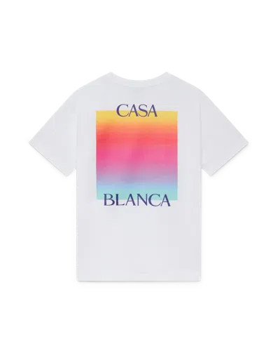 Casablanca Paris Gradient Square Logo Short Sleeve T-shirt In White