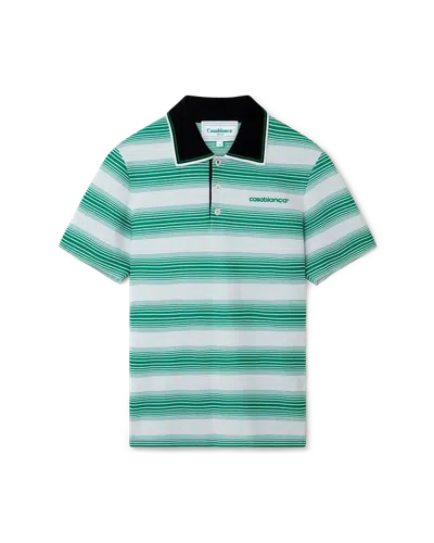 Casablanca Paris Gradient Stripe Polo Shirt In White In Multi