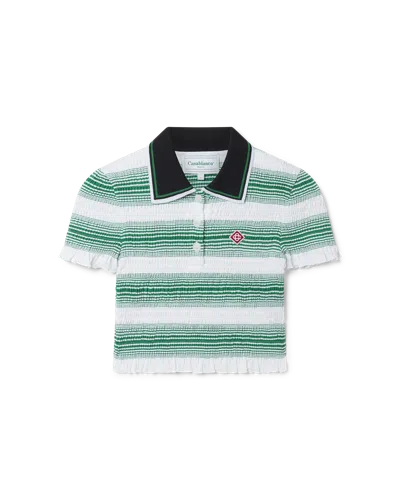 Casablanca Paris Gradient Striped Polo Top In Green