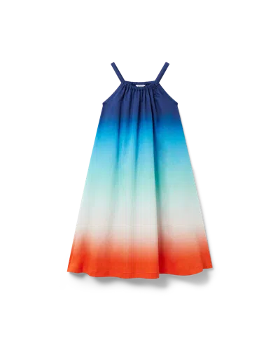 Casablanca Paris Gradient Summer Dress In Blue In Multi