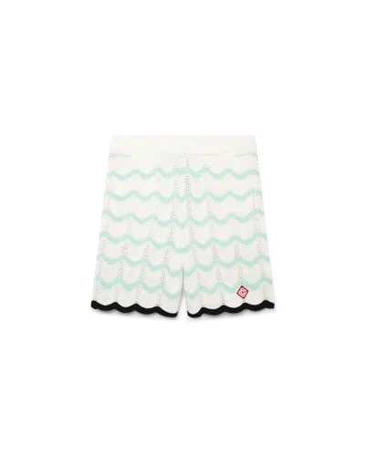 Casablanca Paris Gradient Wave Cotton Crochet Shorts In Black
